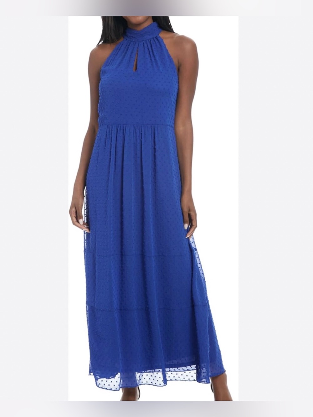 London Times Women’s High Neck Sleeveless Swiss Dot Dress, NWT, Size 16